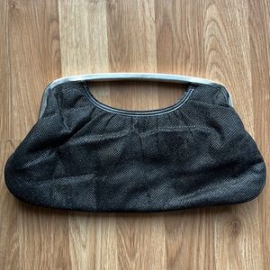 Express | Black Sparkly Clutch With Metal Magnetic Handle